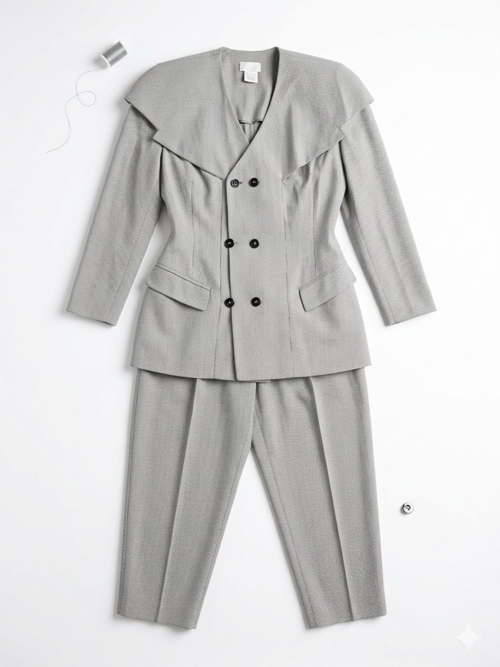 Petite Sophisticate Light Gray Double-Breasted Women's Suit